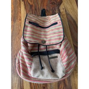 Dakine Woven Striped Rucksack Backpack Coral Tan Turquoise Boho Festival Bag